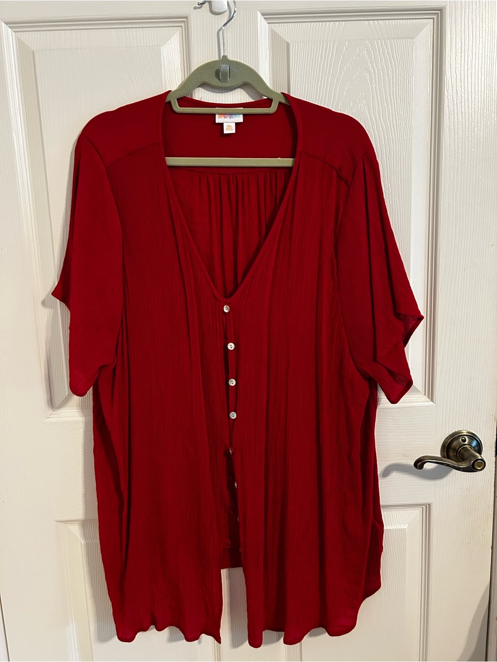 LuLaRoe Red Button Down Blouse